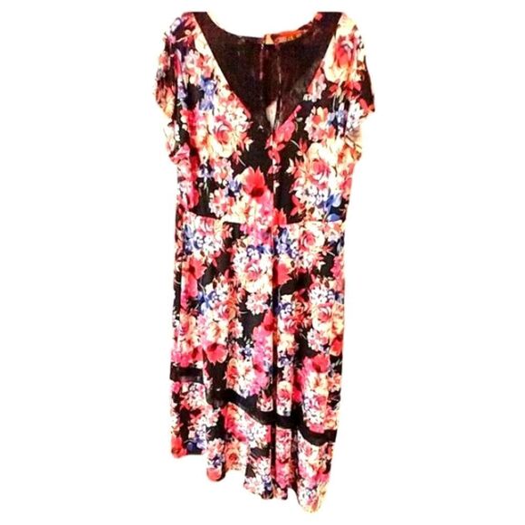 TORRID Plus Size Skater Maxi Dress Studio Knit Lace Floral Black SIZE 3X - Picture 8 of 16